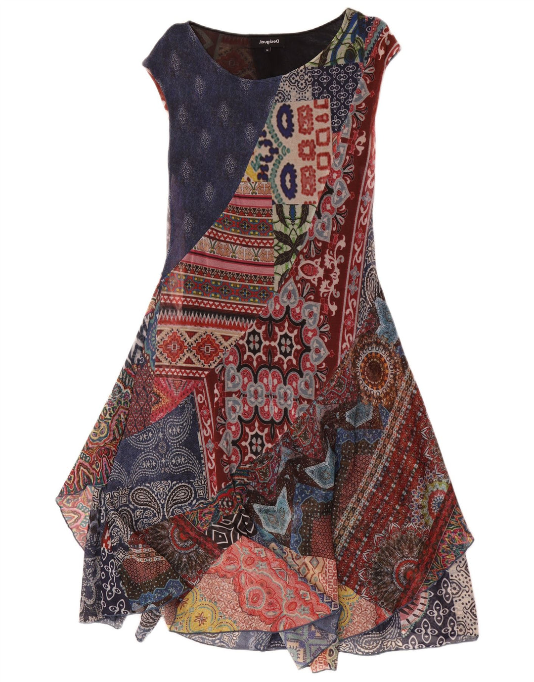 Vestido assimétrico feminino Desigual Reino Unido 12 médio paisley multicolorido