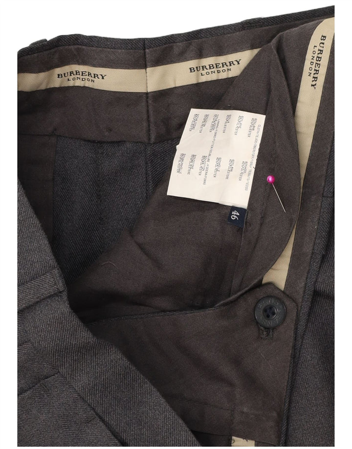 Burberry Mens Pegged Suit Calças IT 46 Pequeno W34 L30 Poliéster Cinza
