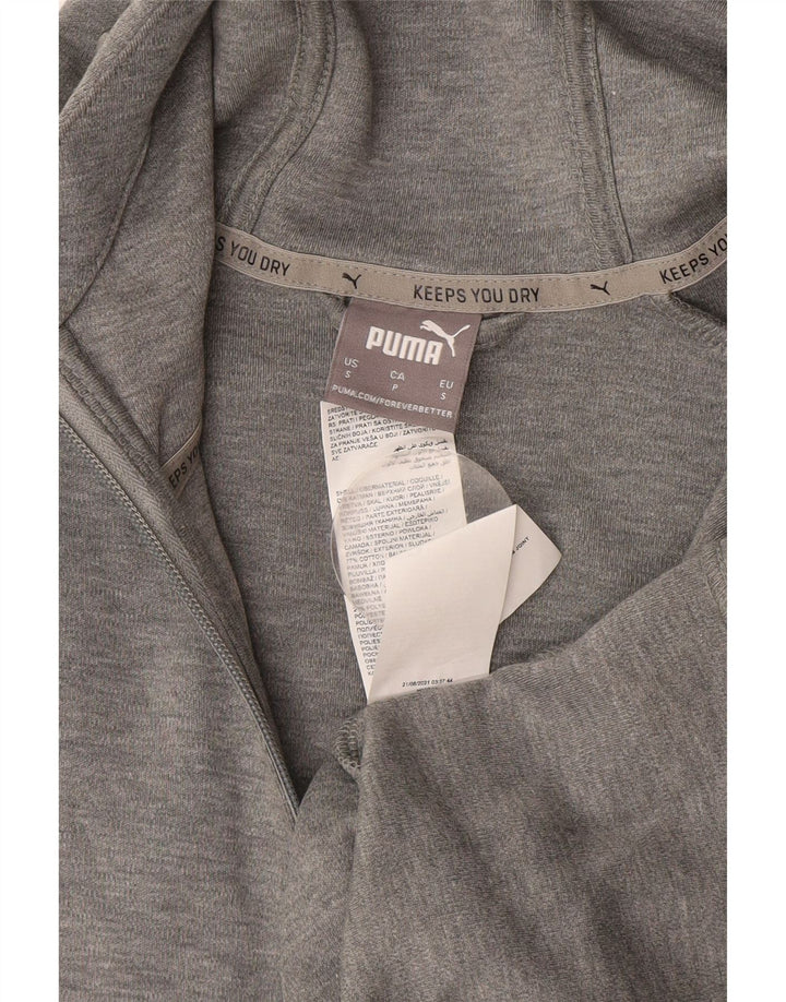 Suéter masculino Puma com capuz e zíper pequeno cinza colorblock algodão