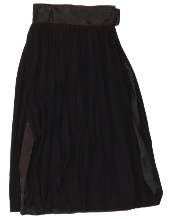 Saia midi feminina vintage de cintura alta IT 42 médio W26 viscose preta