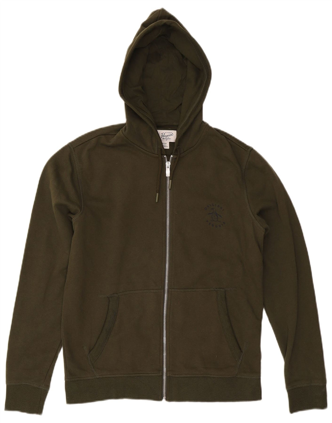 Suéter masculino com capuz e zíper PENGUIN pequeno algodão cáqui