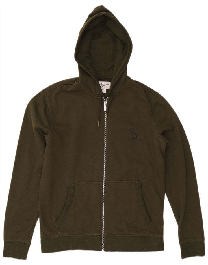 Suéter masculino com capuz e zíper PENGUIN pequeno algodão cáqui