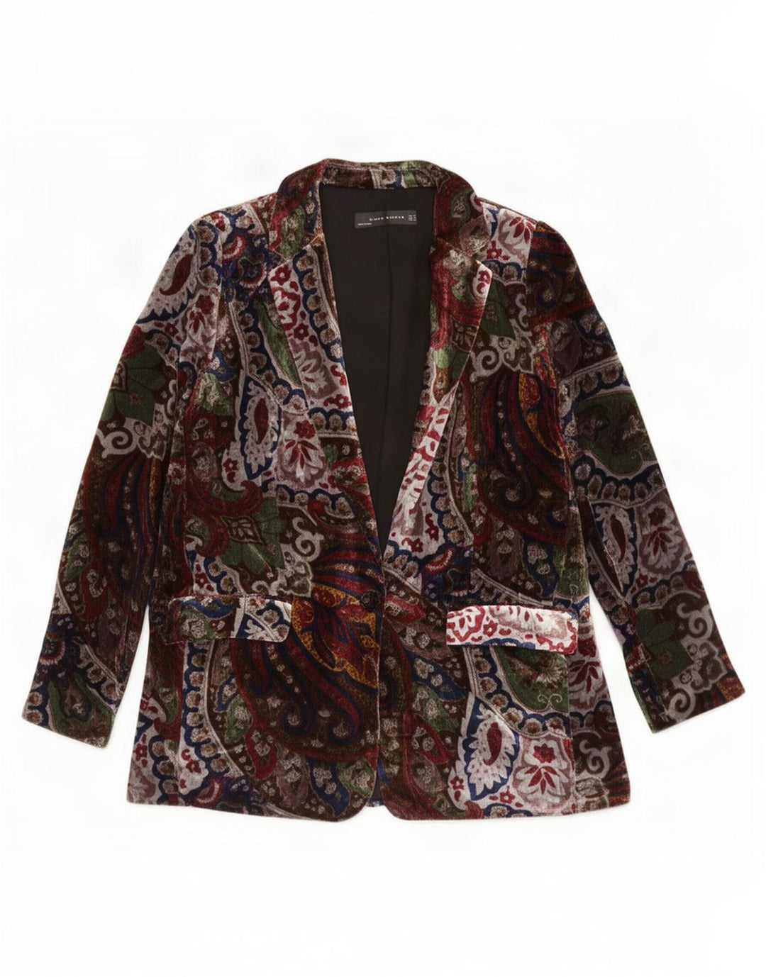 Jaqueta blazer feminina Zara com 1 botão UK14 Paisley médio multicolorido