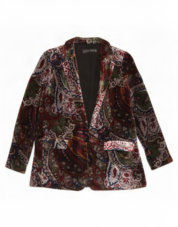 Jaqueta blazer feminina Zara com 1 botão UK14 Paisley médio multicolorido