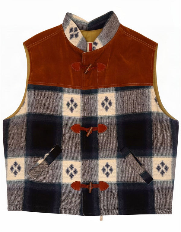 Vintage Mens Gilet UK 42 XL Multicolor Check