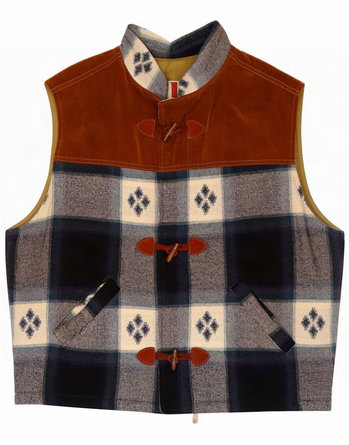 Vintage Mens Gilet UK 42 XL Multicolor Check