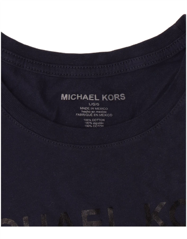 Michael Kors Camiseta masculina gráfica gráfica top grande algodão azul marinho