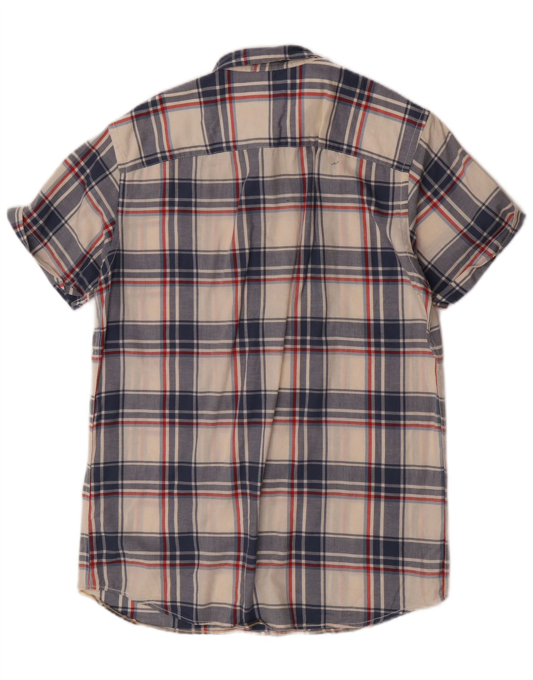 Camisa masculina de manga curta Jack & Jones grande algodão xadrez azul