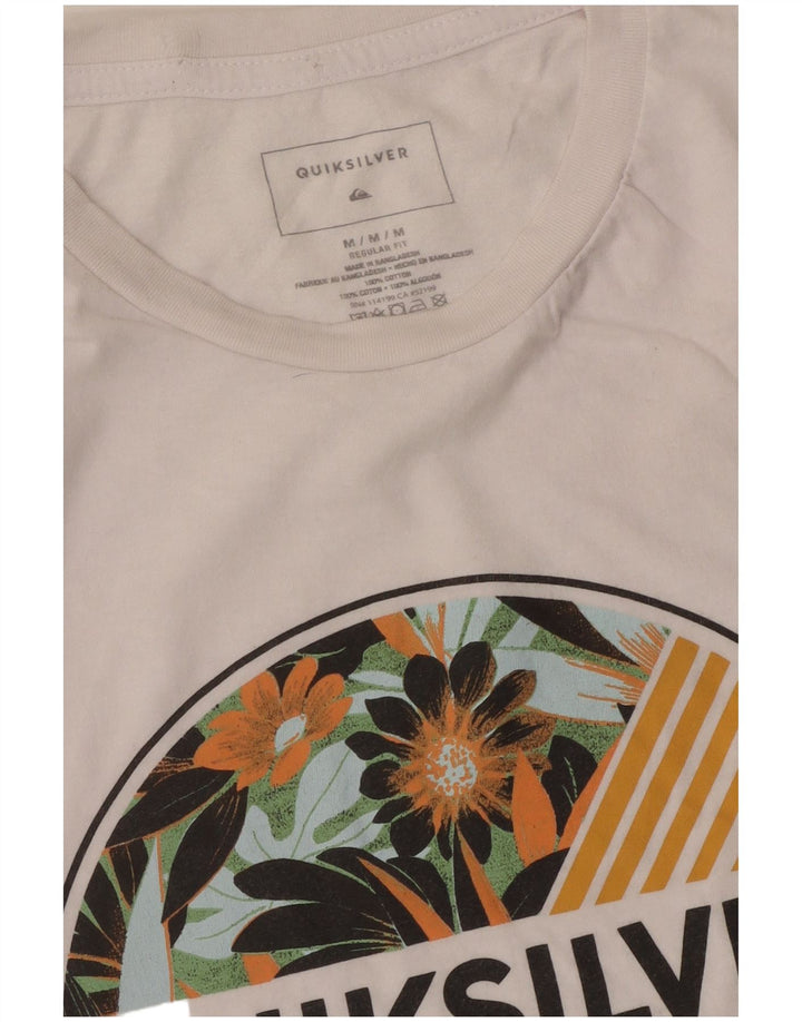 Camiseta feminina Quiksilver Regular Fit com estampa gráfica Reino Unido 14 algodão branco médio