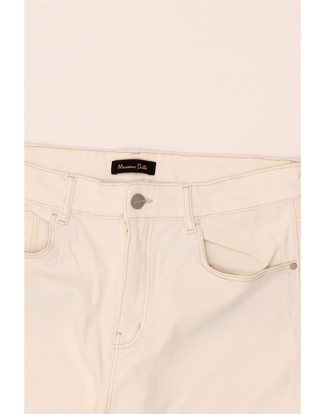 MASSIMO DUTTI Womens Wide Leg Jeans US 10 Large W32 L27 White Cotton Vintage Massimo Dutti and Second-Hand Massimo Dutti from Messina Hembry 