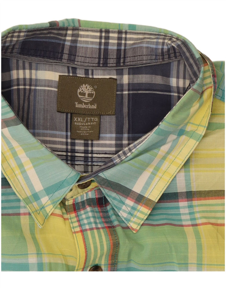 Camisa masculina Timberland manga curta regular fit 2XL algodão xadrez verde