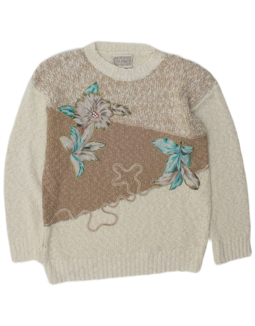Suéter feminino Paramour com gola redonda, Reino Unido 16, grande, multicolorido, floral