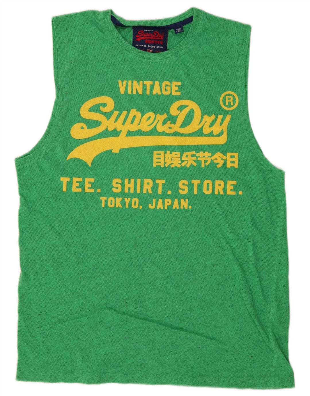 Camiseta gráfica masculina SUPERDRY top grande algodão manchado verde