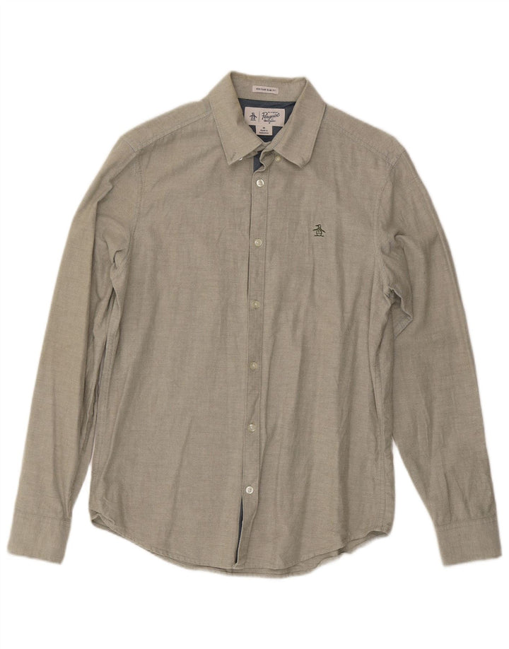 Camisa masculina Penguin Heritage Slim Fit de algodão cáqui médio