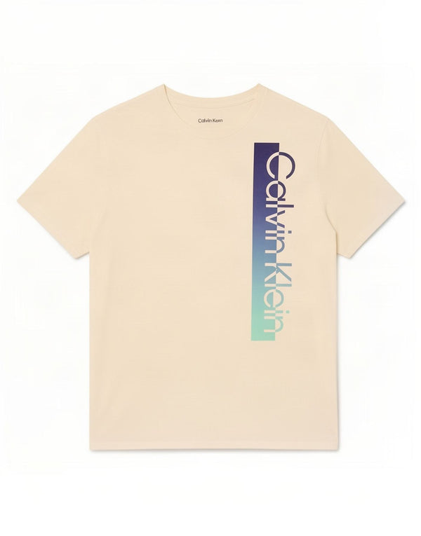Camiseta masculina Calvin Klein com estampa gráfica grande de algodão branco