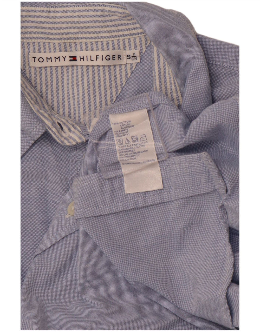 Camisa TOMMY HILFIGER feminina UK 10 pequeno algodão azul