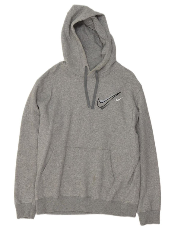 NIKE Mens Graphic Hoodie Jumper Médio Cinza Algodão Flecked