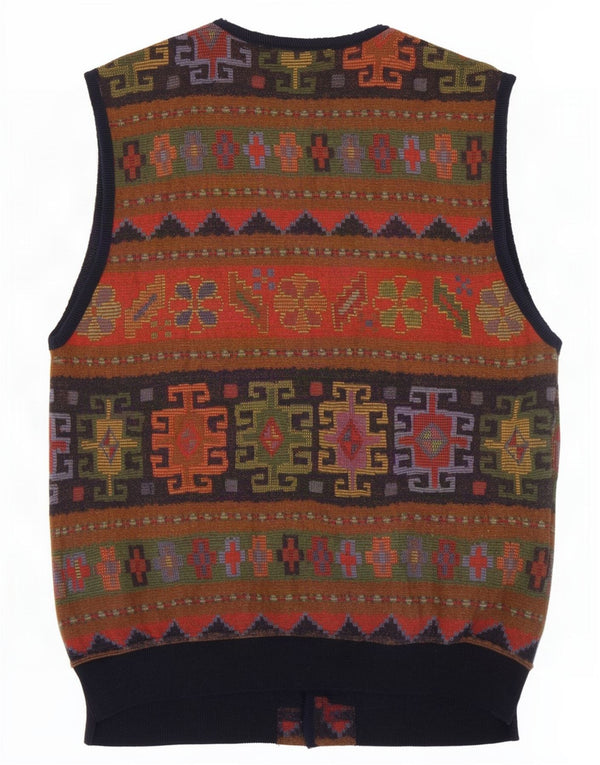 Suéter cardigã masculino Johnny Lambs IT 52 grande geométrico multicolorido