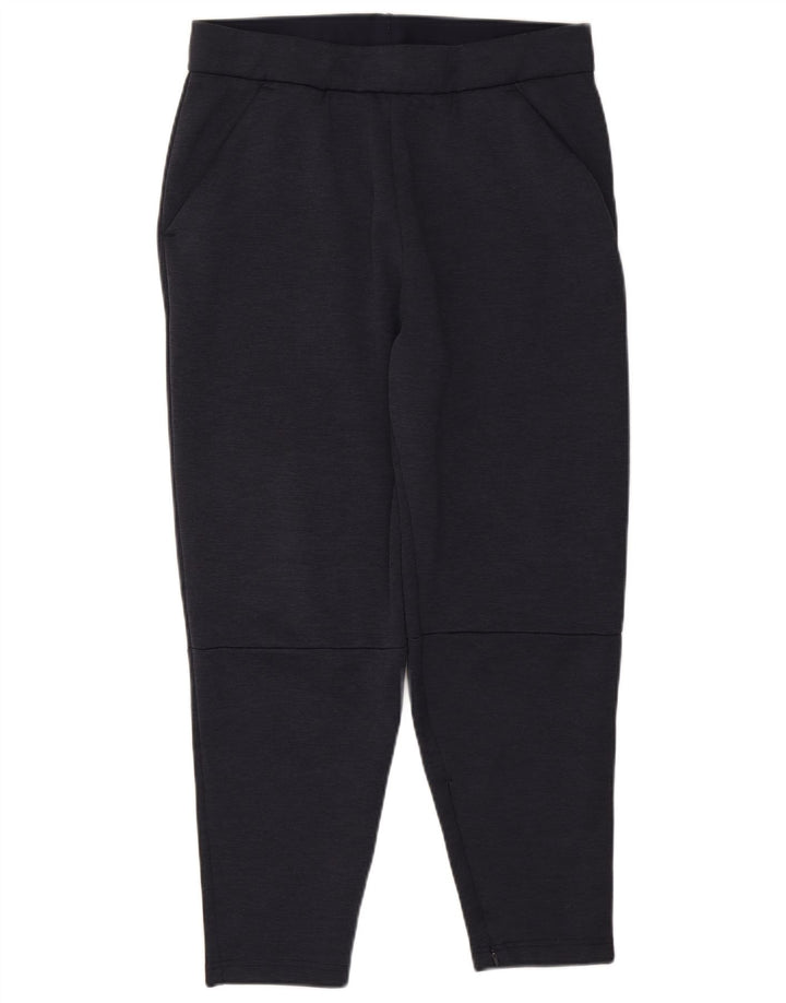 Calça de treino masculina Adidas grande poliéster manchado azul marinho