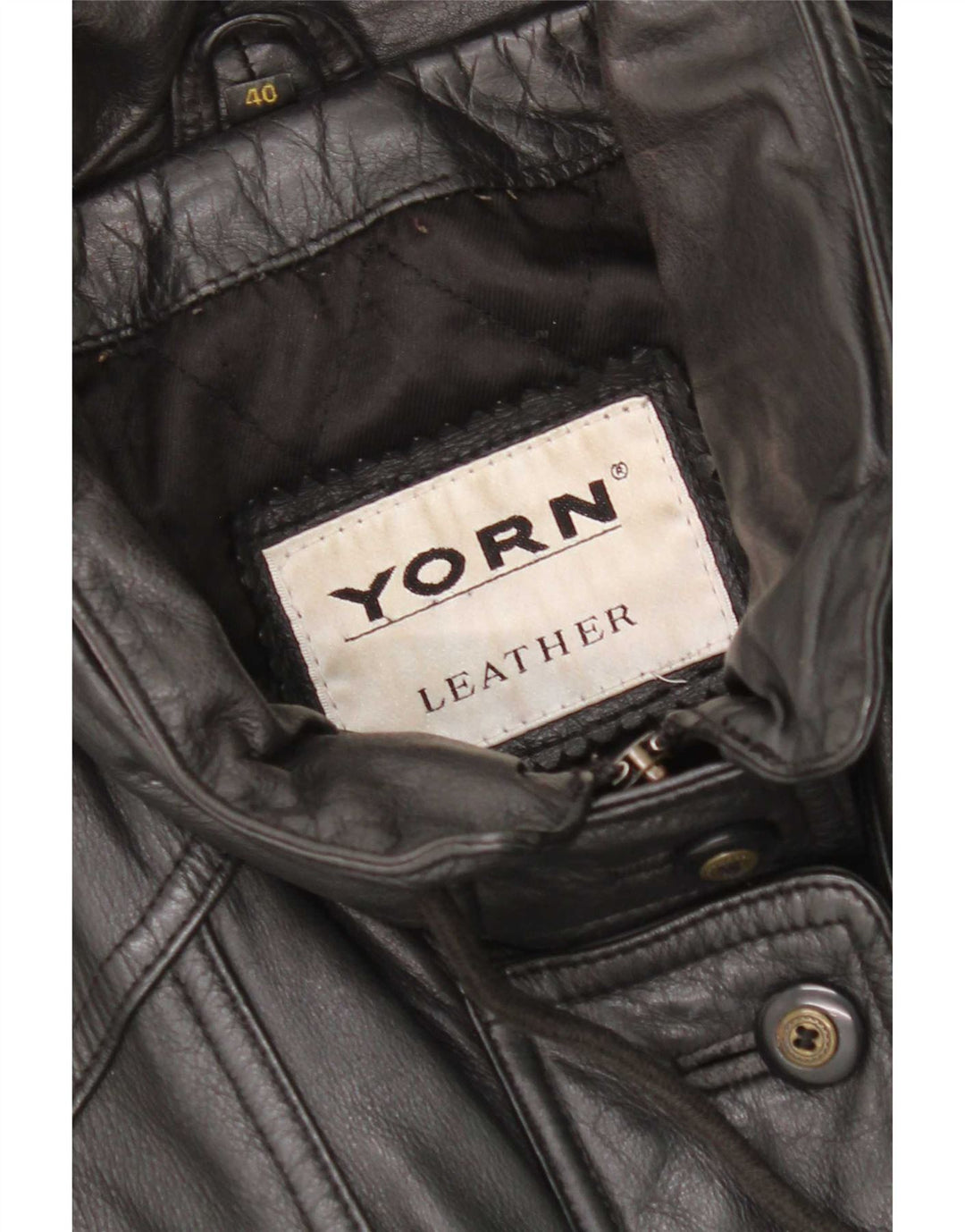 Casaco feminino de couro grande Yorn EU 40 médio preto