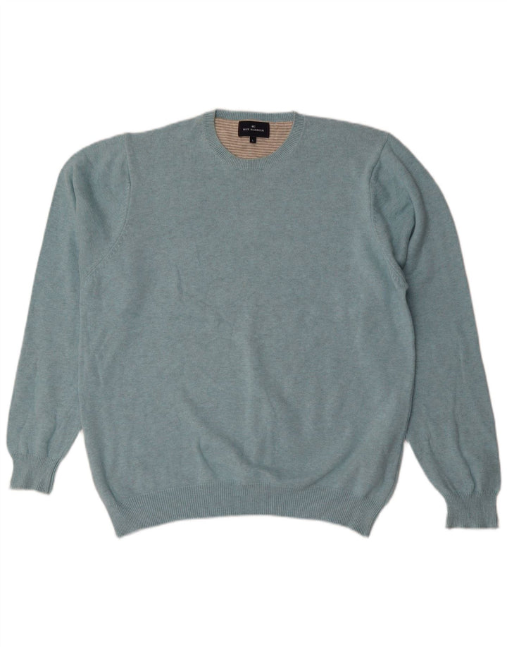 Suéter masculino Marks & Spencer Blue Harbor com gola redonda grande azul