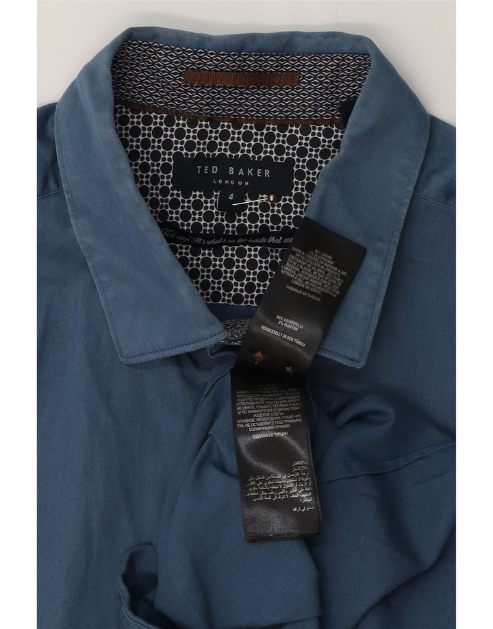 Camisa masculina Ted Baker tamanho 4 grande algodão azul