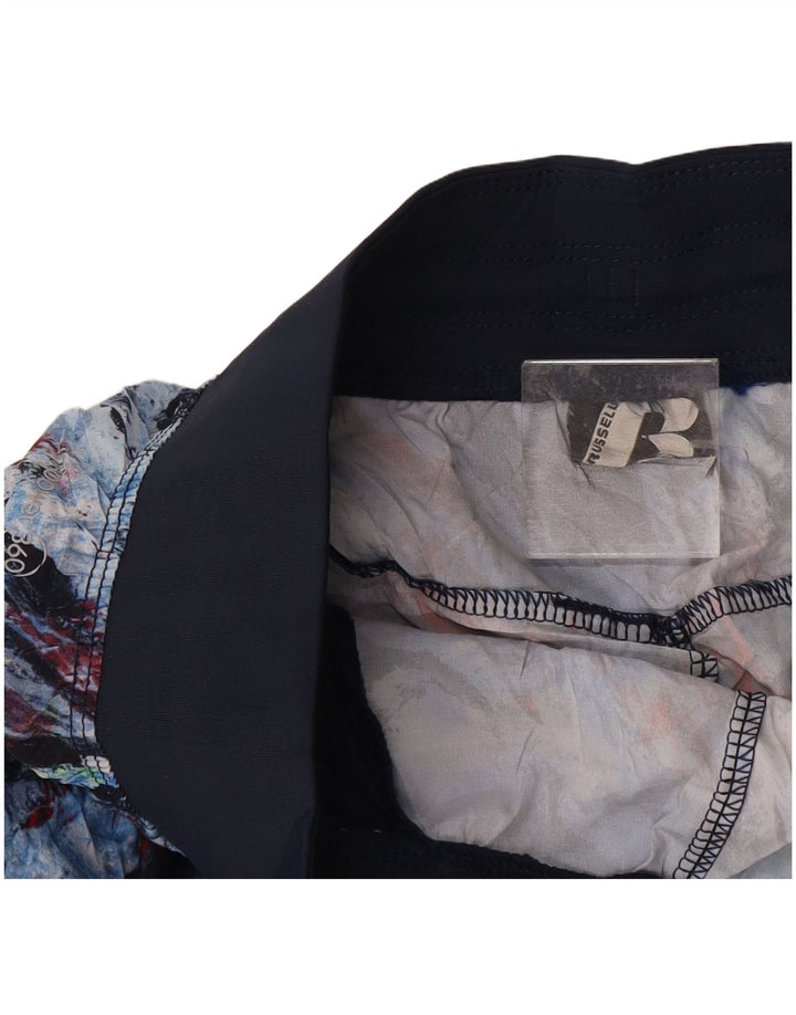 Shorts esportivos masculinos Russell Athletic médio azul marinho tie-dye