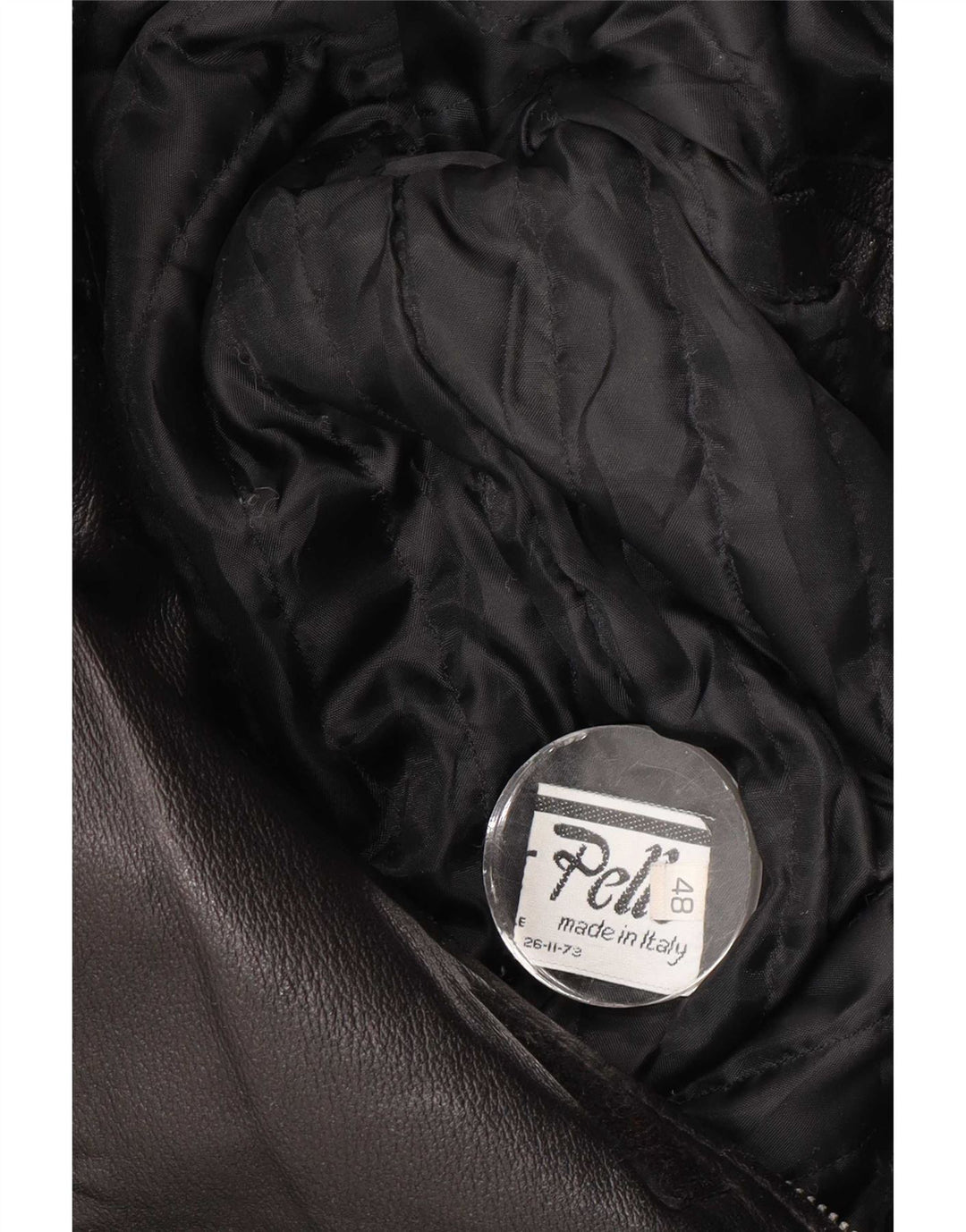 Casaco de couro masculino vintage IT 48 couro preto médio