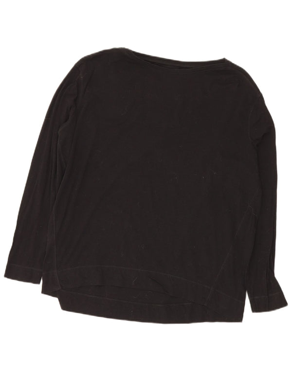 Eddie Bauer Top feminino oversized manga comprida Reino Unido 10 pequeno algodão preto