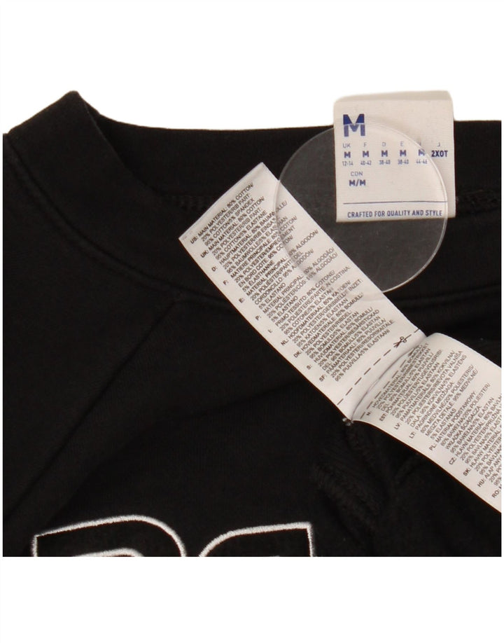 REEBOK feminino gráfico moletom jumper UK 14 médio algodão preto