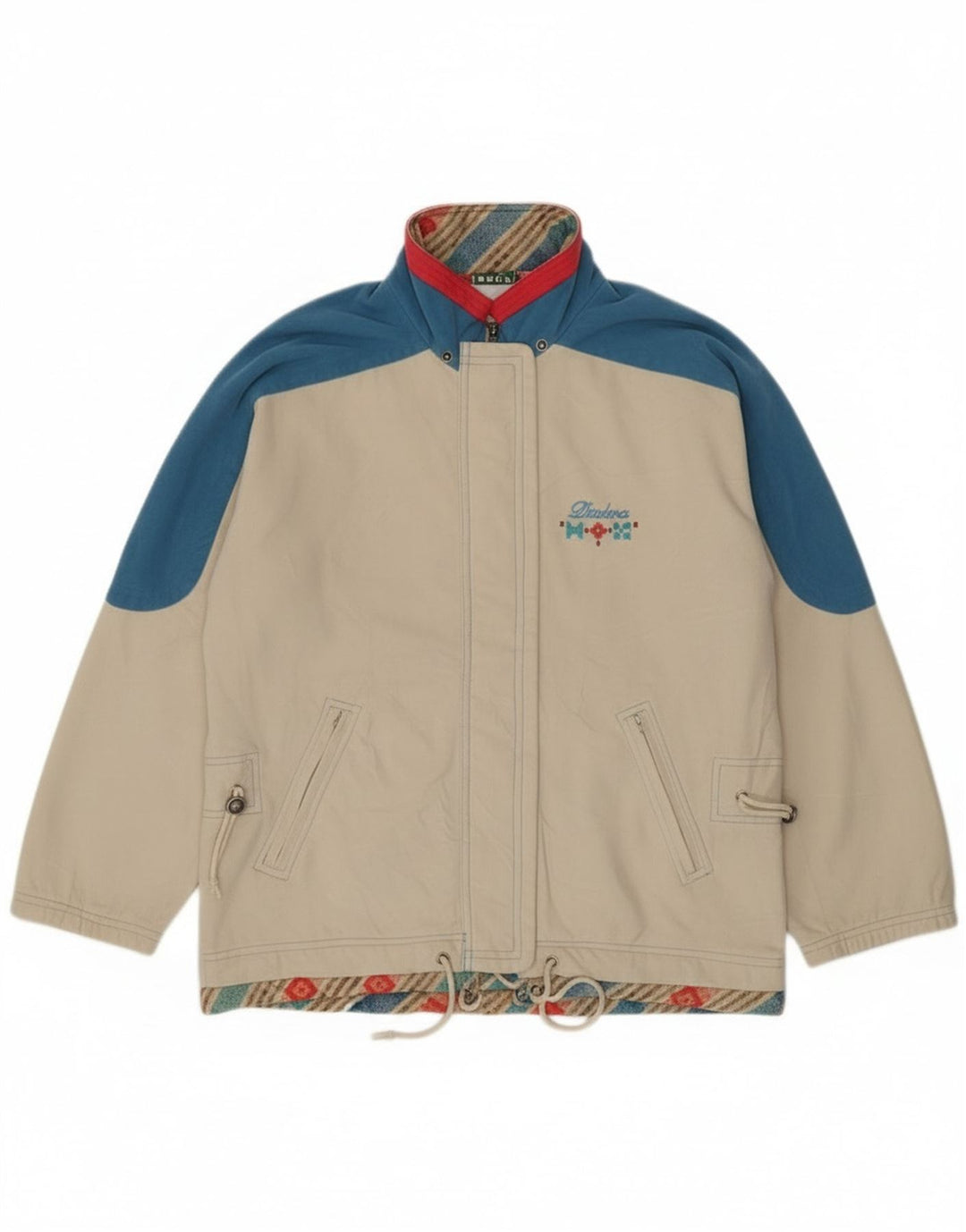 Diadora Womens Tracksuit Top Jacket UK 10 Small Off White Colourblock