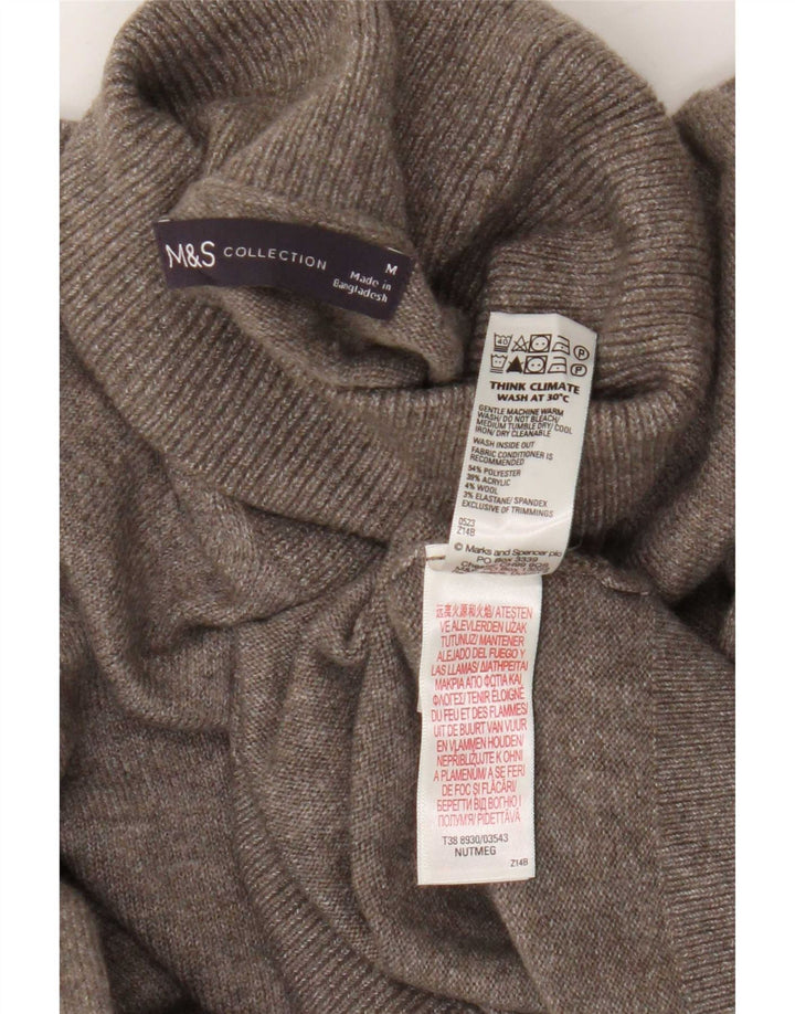 Suéter masculino Marks & Spencer com gola redonda, poliéster marrom médio