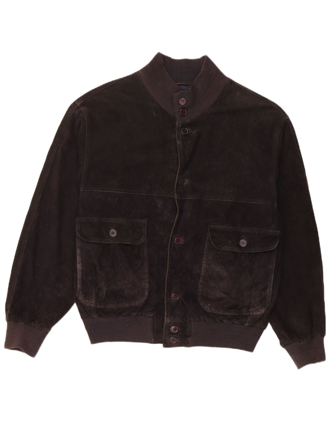 Jaqueta bomber masculina vintage de camurça IT 48 couro preto médio