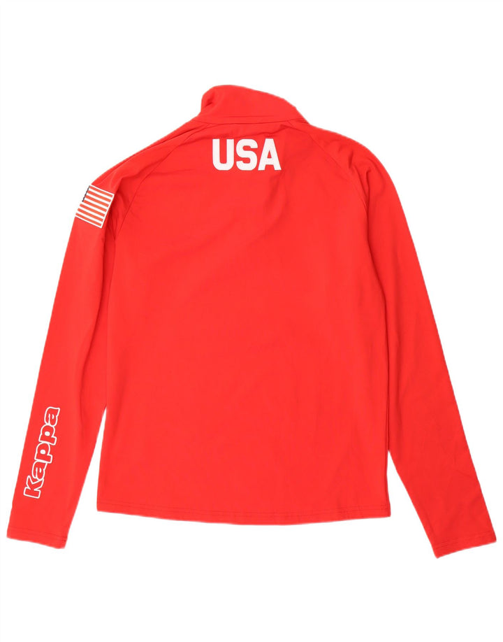 Kappa Mens Graphic Zip Neck Pulôver Treino Top Médio Poliéster Vermelho