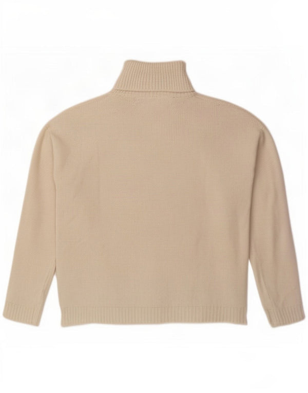Zara Suéter feminino com gola redonda e gola redonda UK 14 Médio Off White