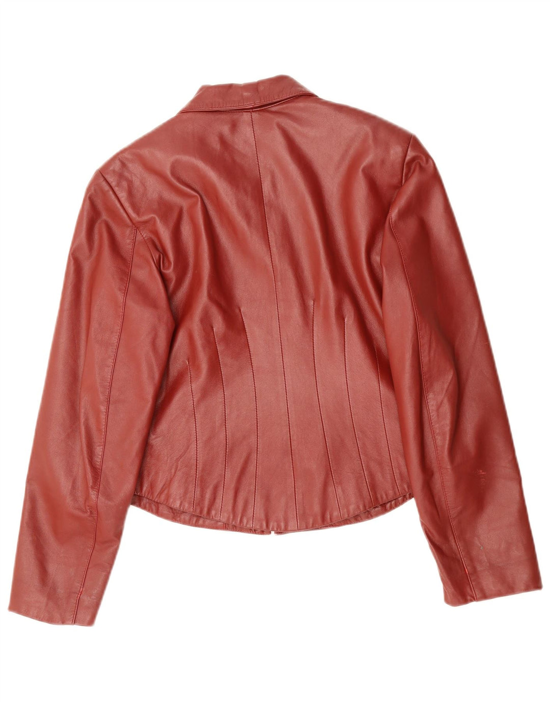 Jaqueta de couro feminina vintage Reino Unido 14 grande couro vermelho