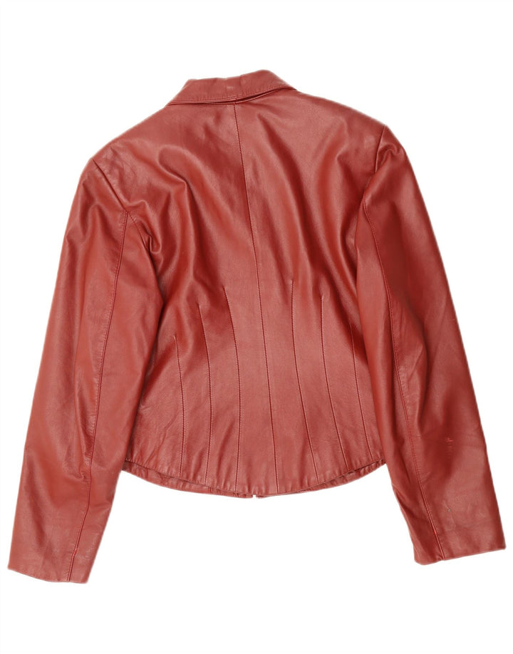 Jaqueta de couro feminina vintage Reino Unido 14 grande couro vermelho