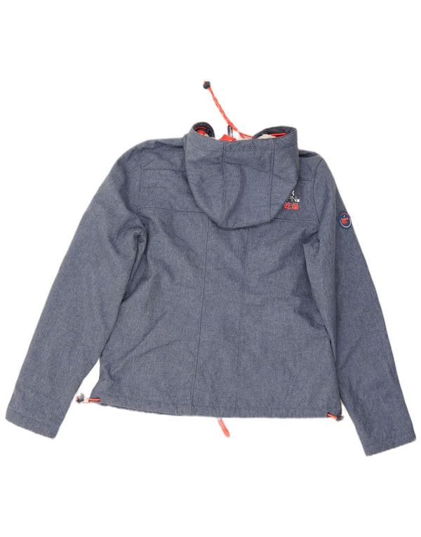Jaqueta corta-vento feminina Superdry The Windtrekker com capuz Reino Unido 14 azul médio