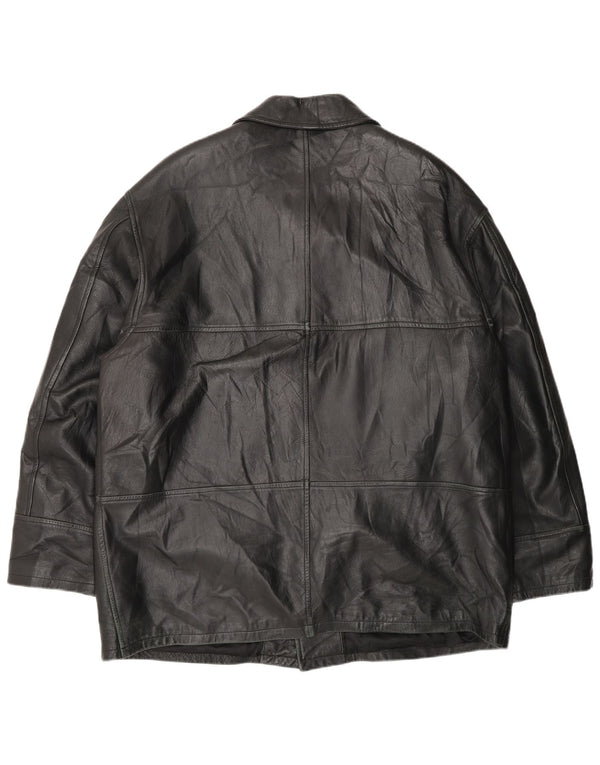 Jaqueta de couro masculina vintage IT 54 2XL couro preto
