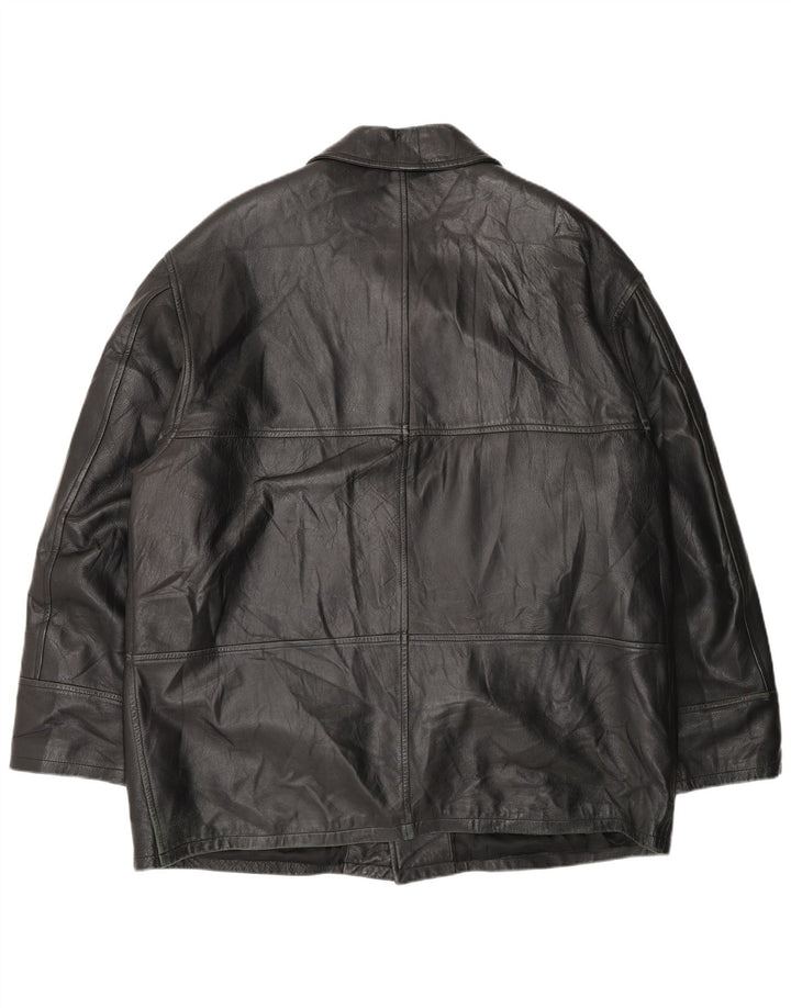 Jaqueta de couro masculina vintage IT 54 2XL couro preto