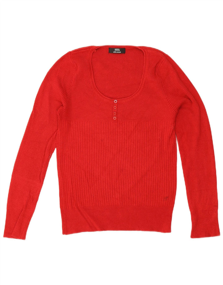 Suéter feminino Marks & Spencer com gola canoa e viscose vermelha média Reino Unido 12