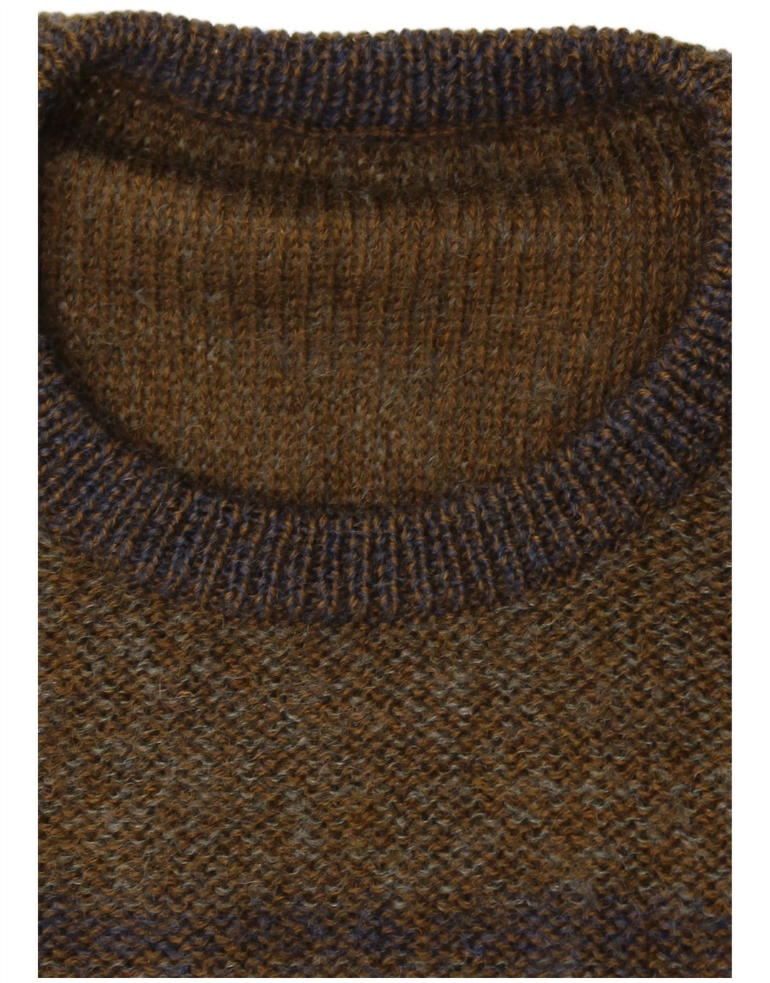 Suéter masculino VINTAGE com gola redonda e grande bloco colorido cáqui