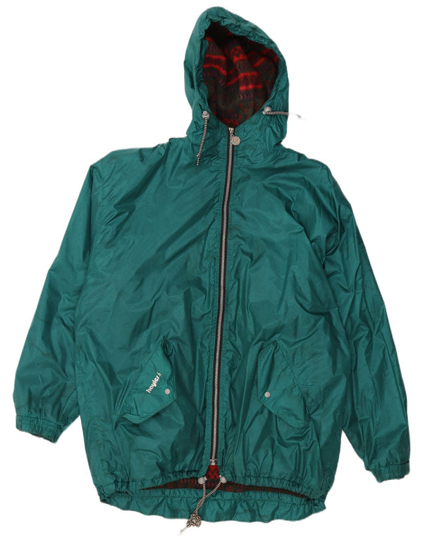 Casaco corta-vento masculino VINTAGE gráfico com capuz UK 42 XL poliamida verde