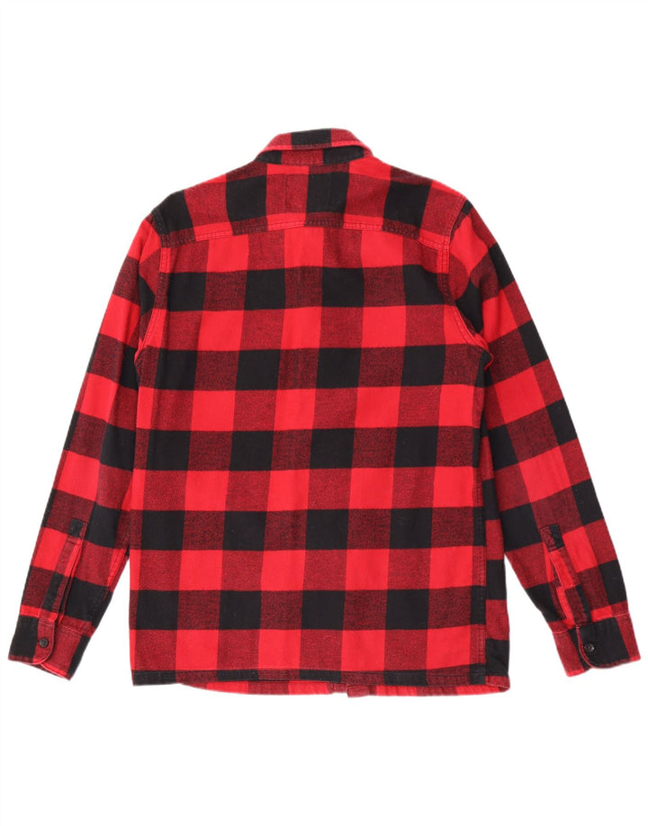 Camisa masculina de flanela Hollister pequena vermelha xadrez de algodão