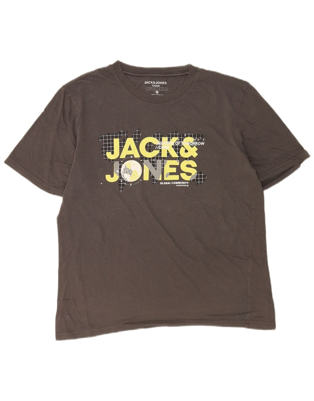 Camiseta gráfica masculina Jack & Jones cinza médio
