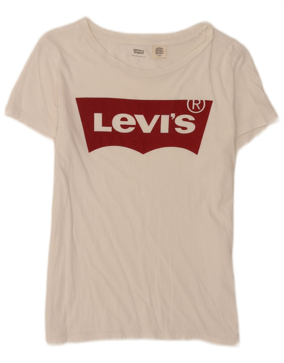 Camiseta feminina gráfica Levi's UK 10 pequena branca