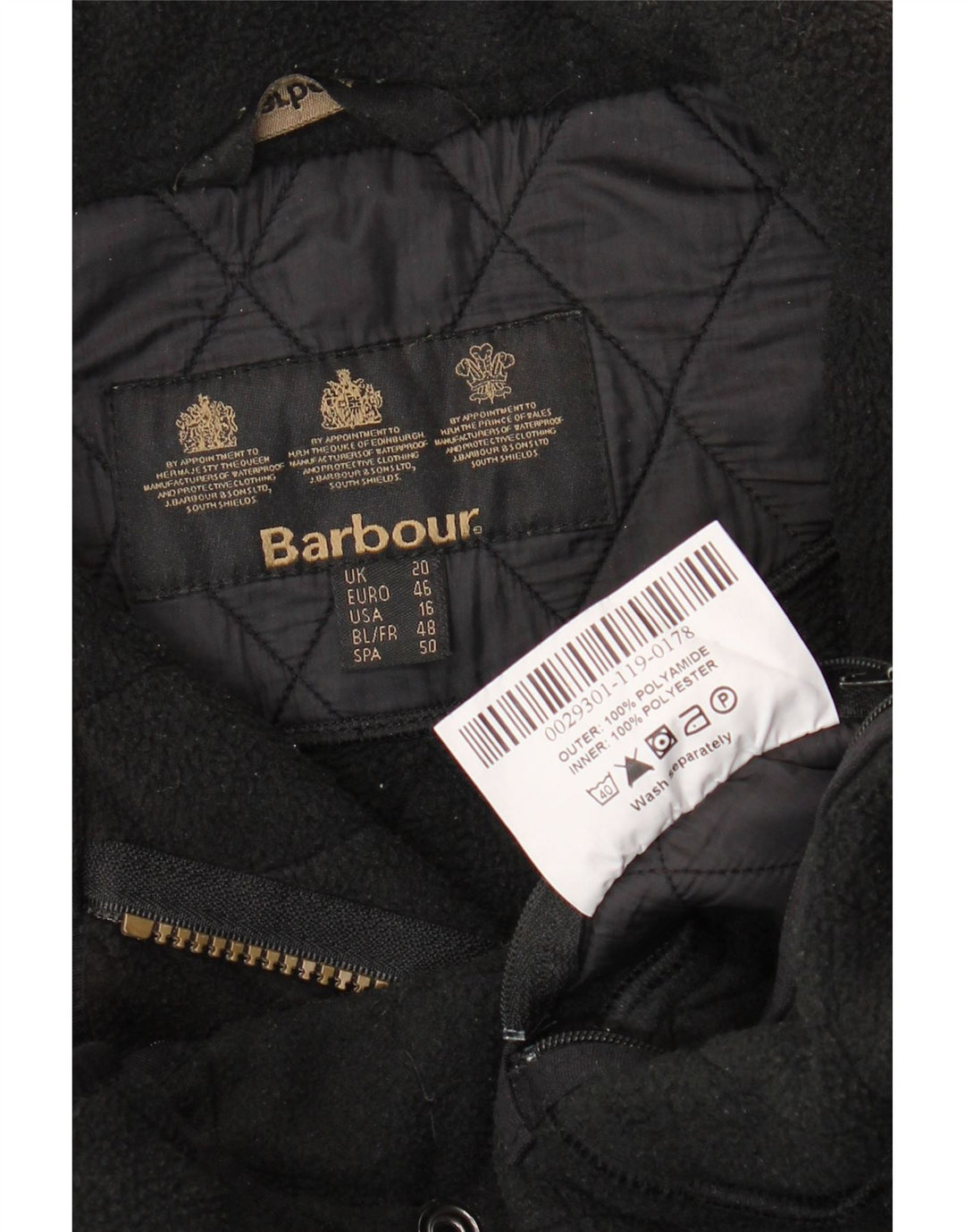 Jaqueta acolchoada feminina BARBOUR UK 20 2XL poliamida preta