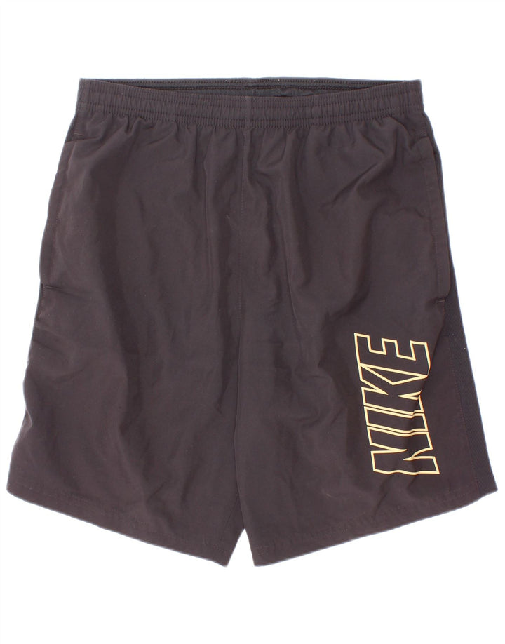 Shorts esportivos gráficos Nike Boys Dri Fit 12-13 anos grandes de poliéster preto