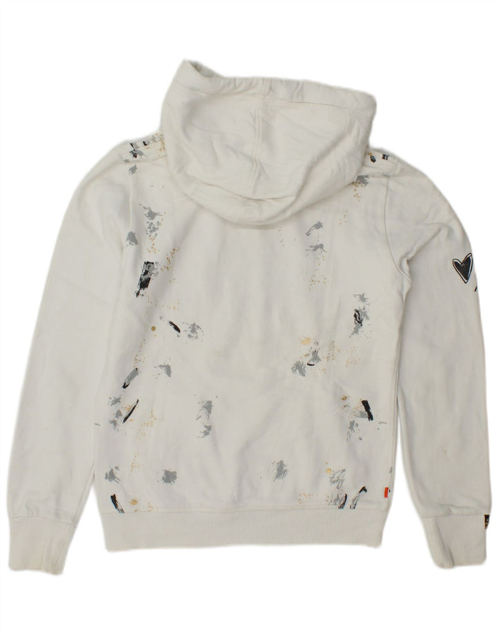 Jumper feminino com capuz gráfico SUPERDRY UK 6 XS algodão branco