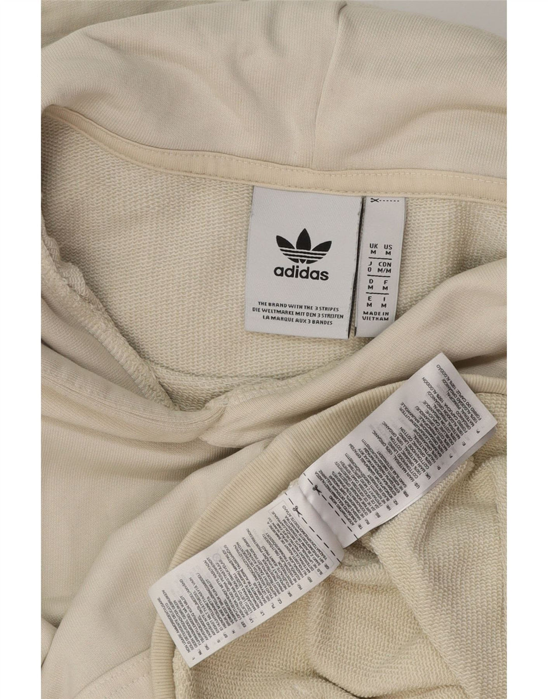 ADIDAS Womens Hoodie Jumper UK 14 Médio Off White Algodão
